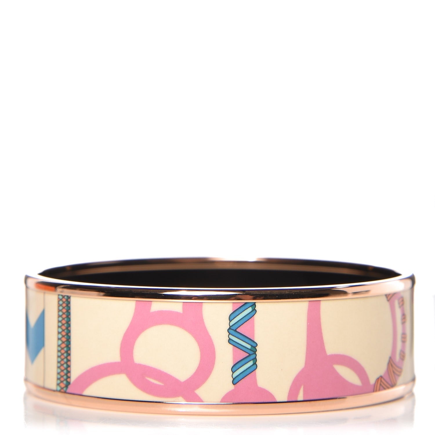 Hermes Enamel Printed Wide Panoplie Equestre Bracelet 62 Graffitis Kraft 1 of 5