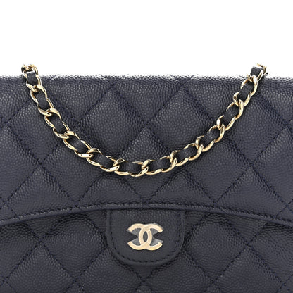 Chanel Caviar Quilted Flap Phone Holder With Chain Navy 10 of 13