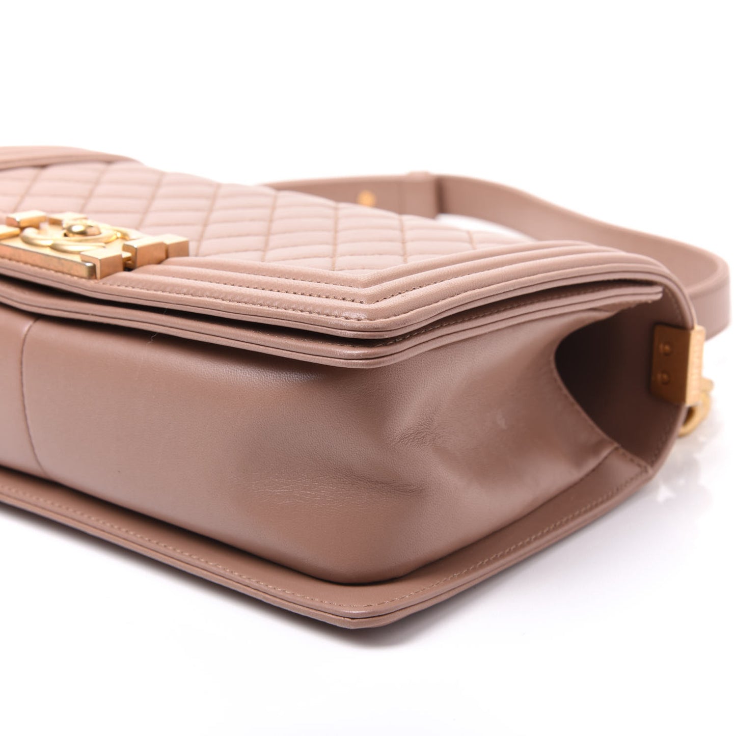Lambskin Quilted Medium Boy Flap Beige