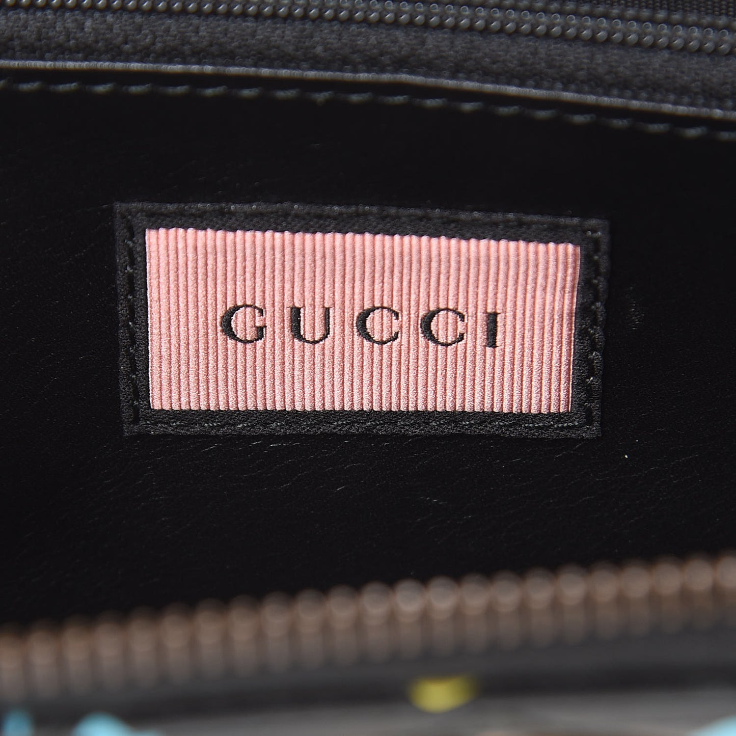 Calfskin Matelasse GucciGhost GG Marmont Zip Around Wallet Black New Acquamarine