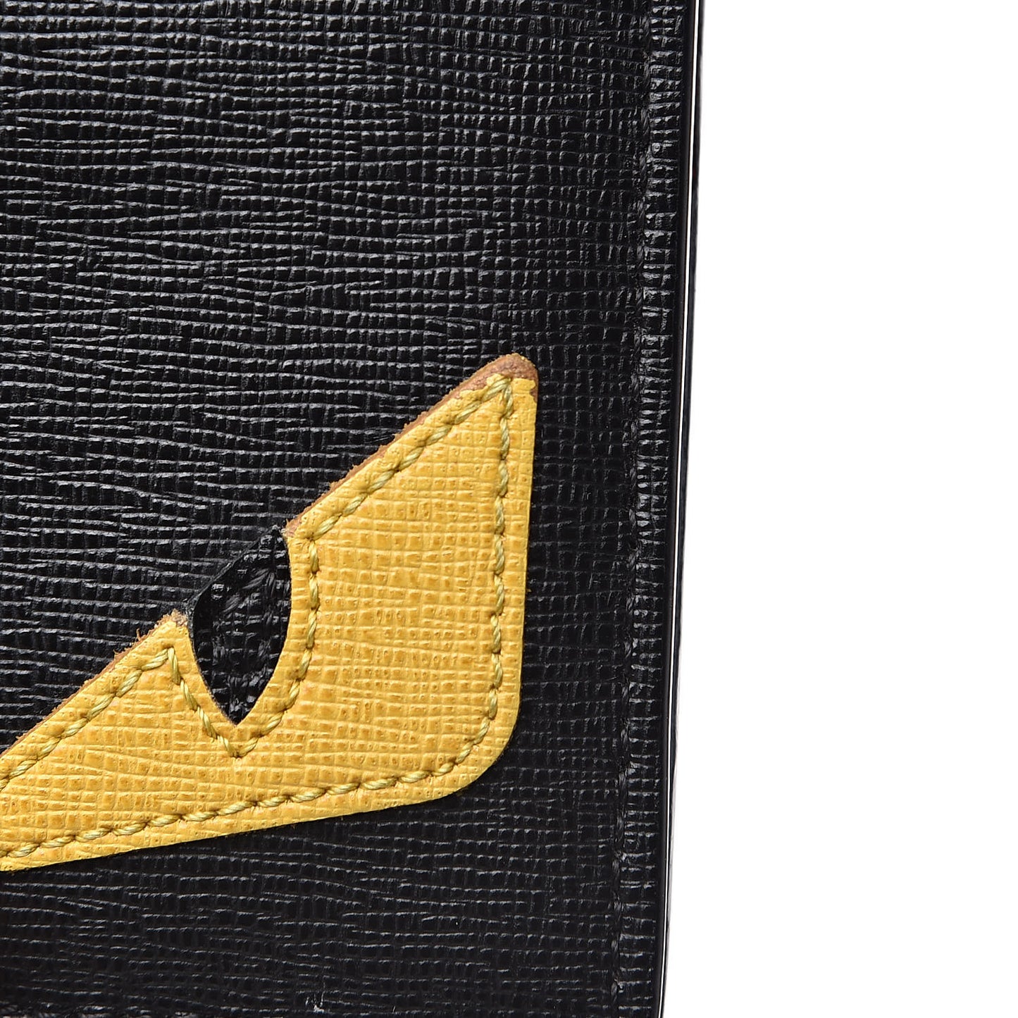 Vitello Elite Monster Eyes Inlay Bi-Fold Wallet Black Giallo Rosso