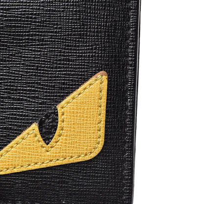 Fendi Vitello Elite Monster Eyes Inlay Bi-Fold Wallet Black Giallo Rosso 7 of 9
