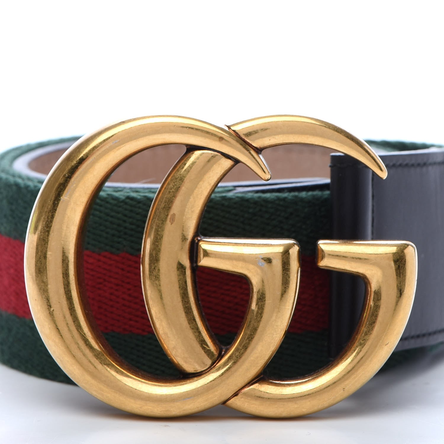 Gucci Nylon Calfskin Double G Web 40mm Belt 70 28 Green Red Black 7 of 7