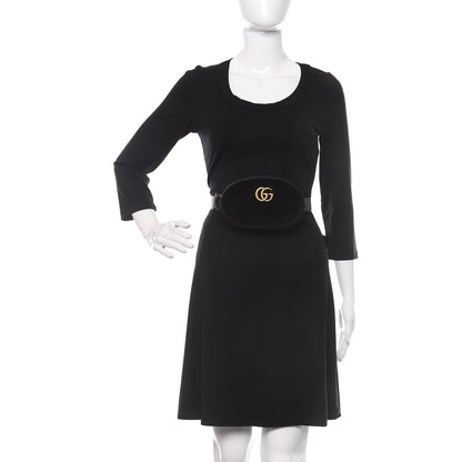 Gucci Velvet Matelasse GG Marmont Belt Bag 95 38 Black 2 of 10