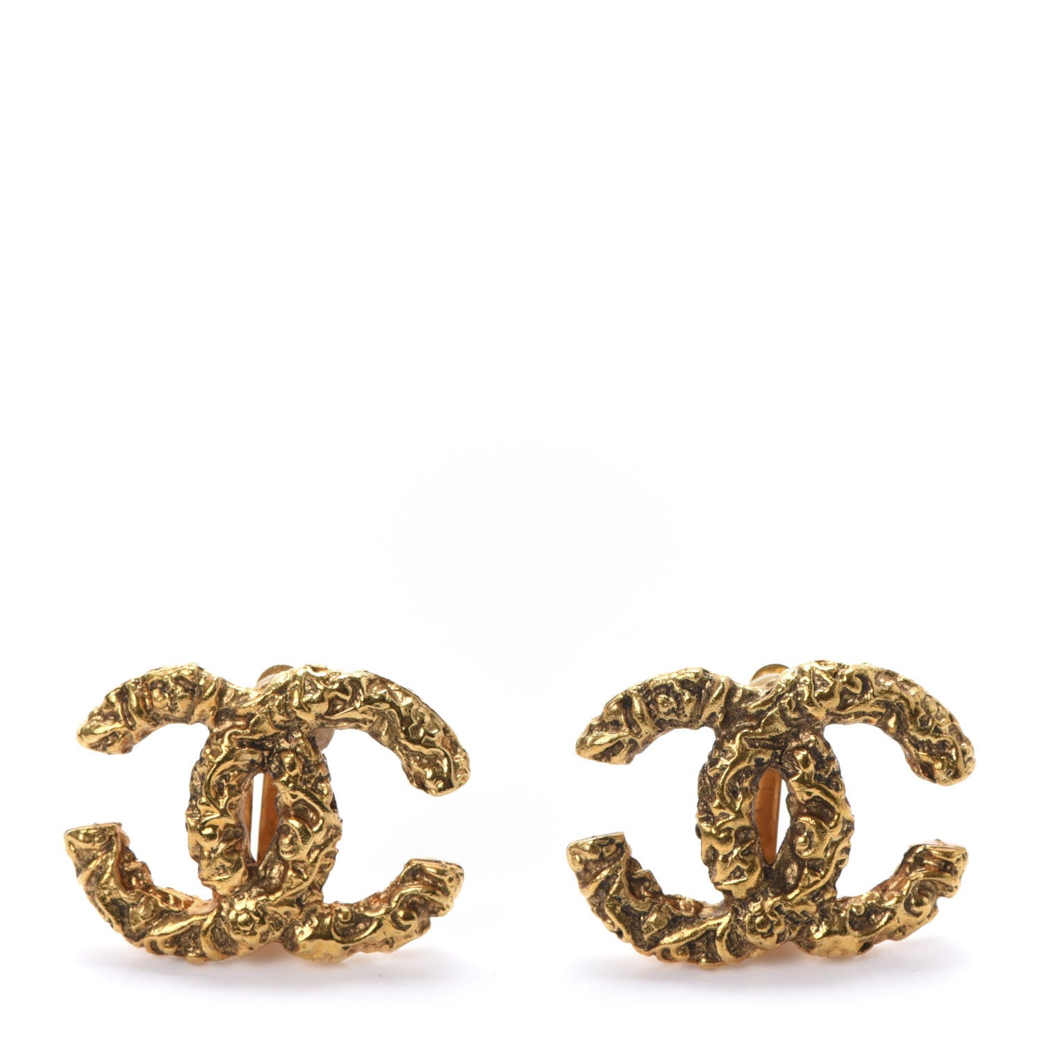 Chanel Textured CC Clip On Earrings Gold 1 of 5