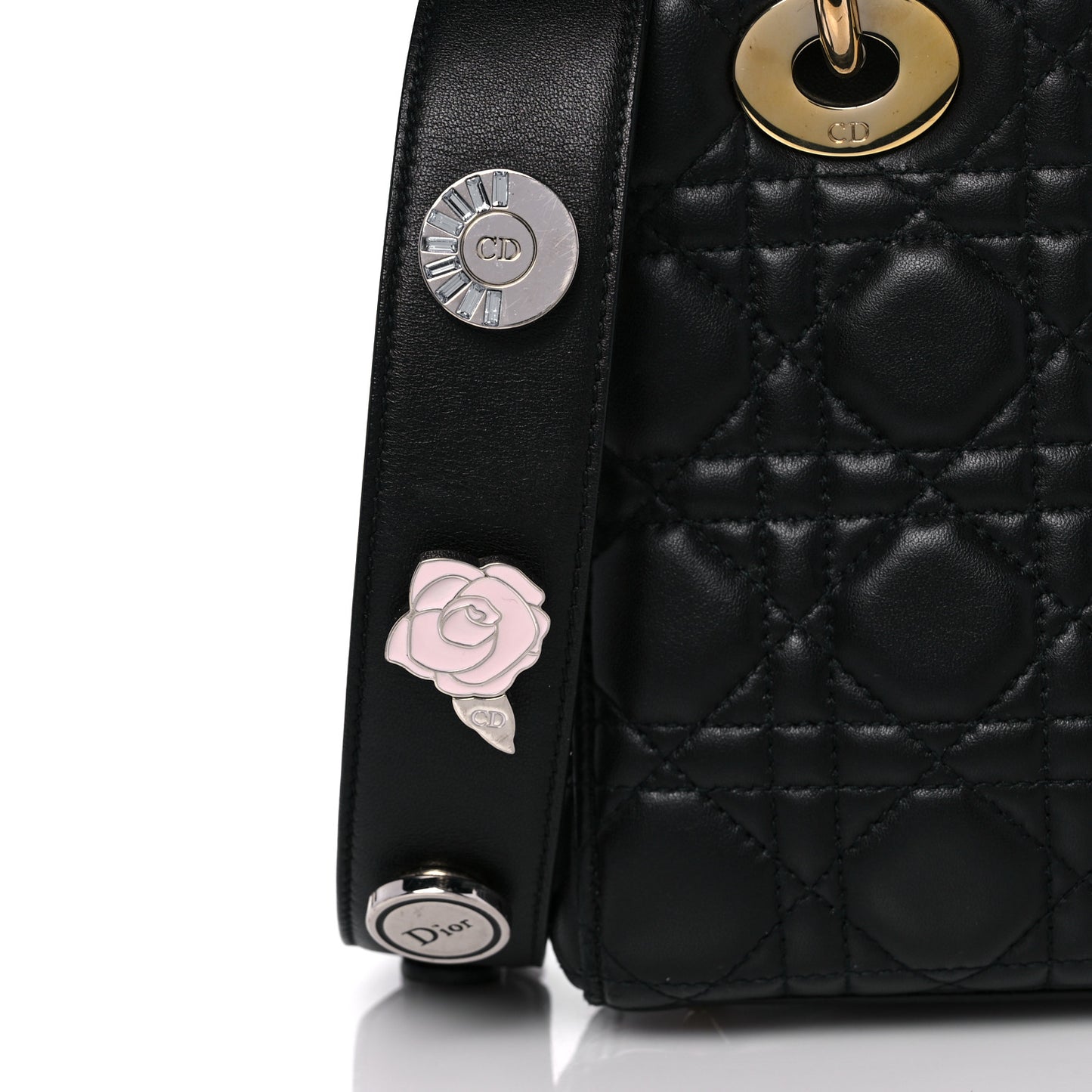 Lambskin Cannage Small Lucky Badges My Lady Dior Black