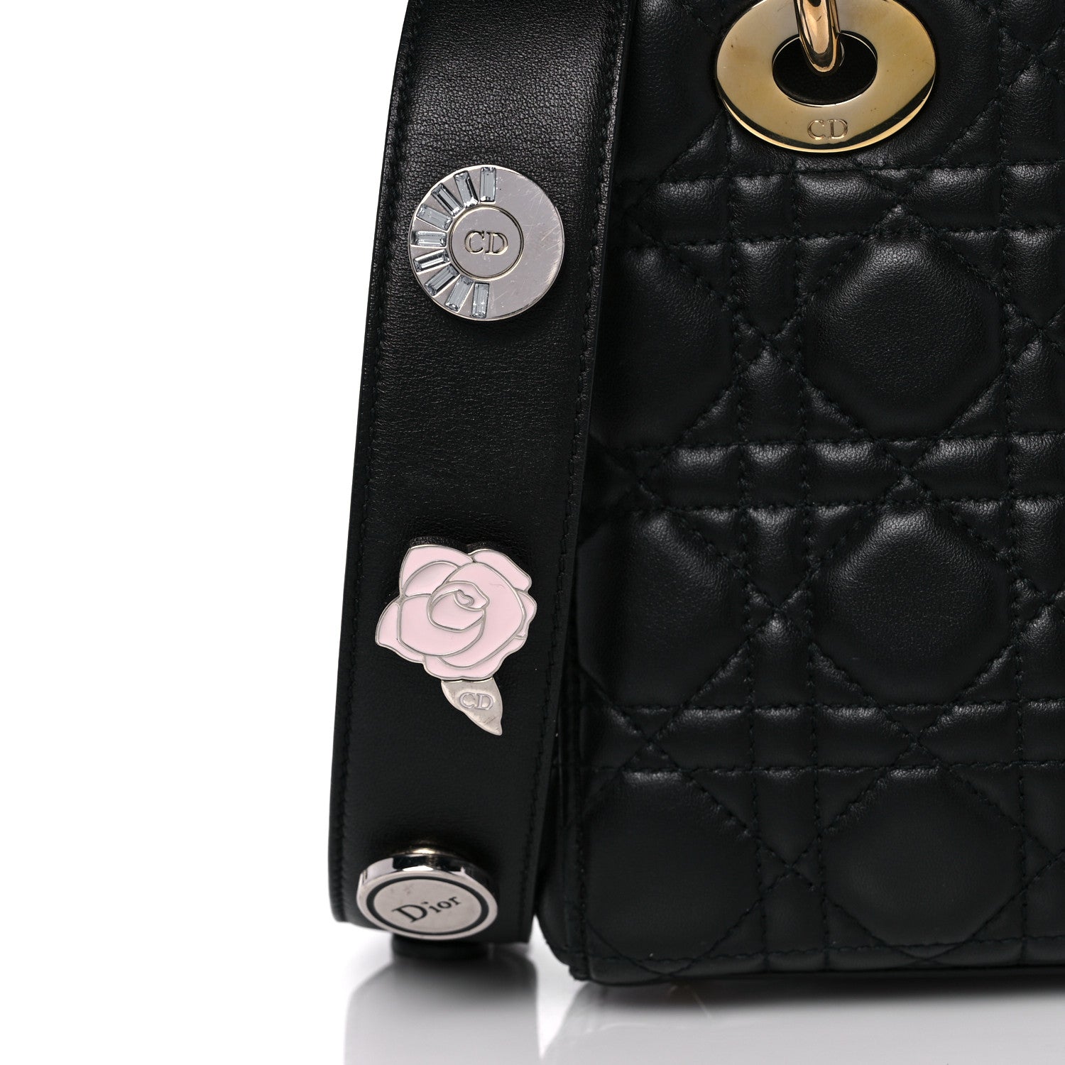 Christian Dior Lambskin Cannage Small Lucky Badges My Lady Dior Black 9 of 17