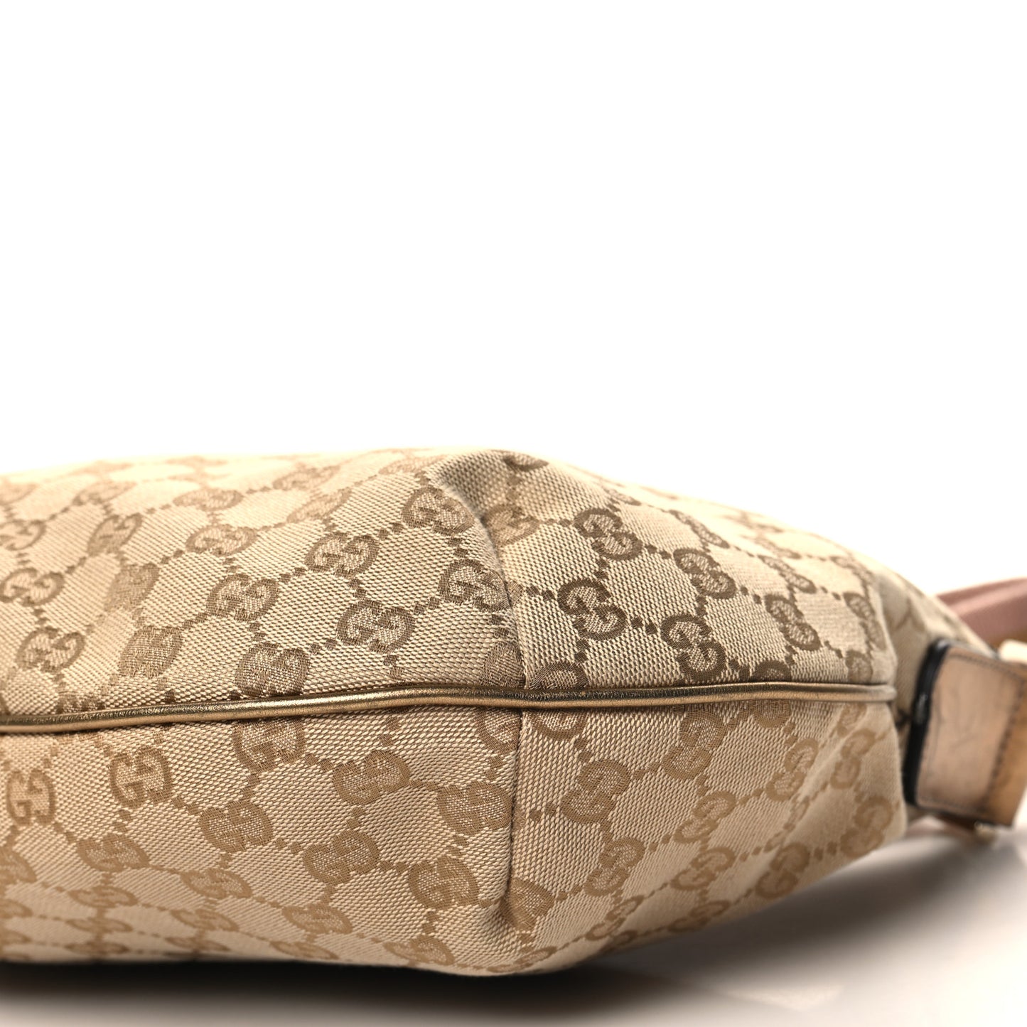 Monogram Web Medium Half Moon Hobo Gold Pink