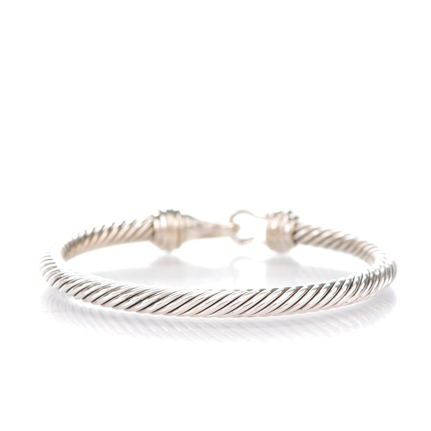 David Yurman Sterling Silver Diamond 5mm Cable Buckle Bracelet 3 of 4