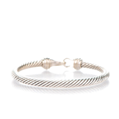 David Yurman Sterling Silver Diamond 5mm Cable Buckle Bracelet 3 of 4