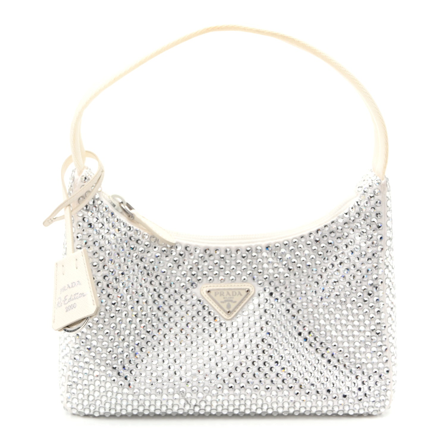 Prada Satin Crystal Mini Re-Edition 2000 Bag White 1 of 11