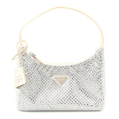 Prada Satin Crystal Mini Re-Edition 2000 Bag White 1 of 11