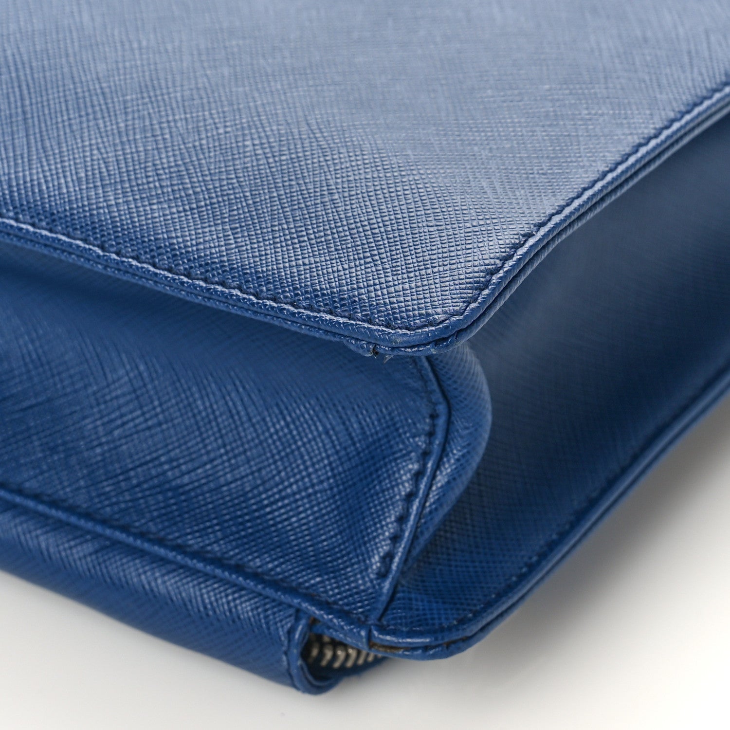 Prada Saffiano Cuir Travel Front Zip Pocket Briefcase Bluette 8 of 8