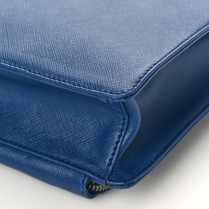Prada Saffiano Cuir Travel Front Zip Pocket Briefcase Bluette 8 of 8