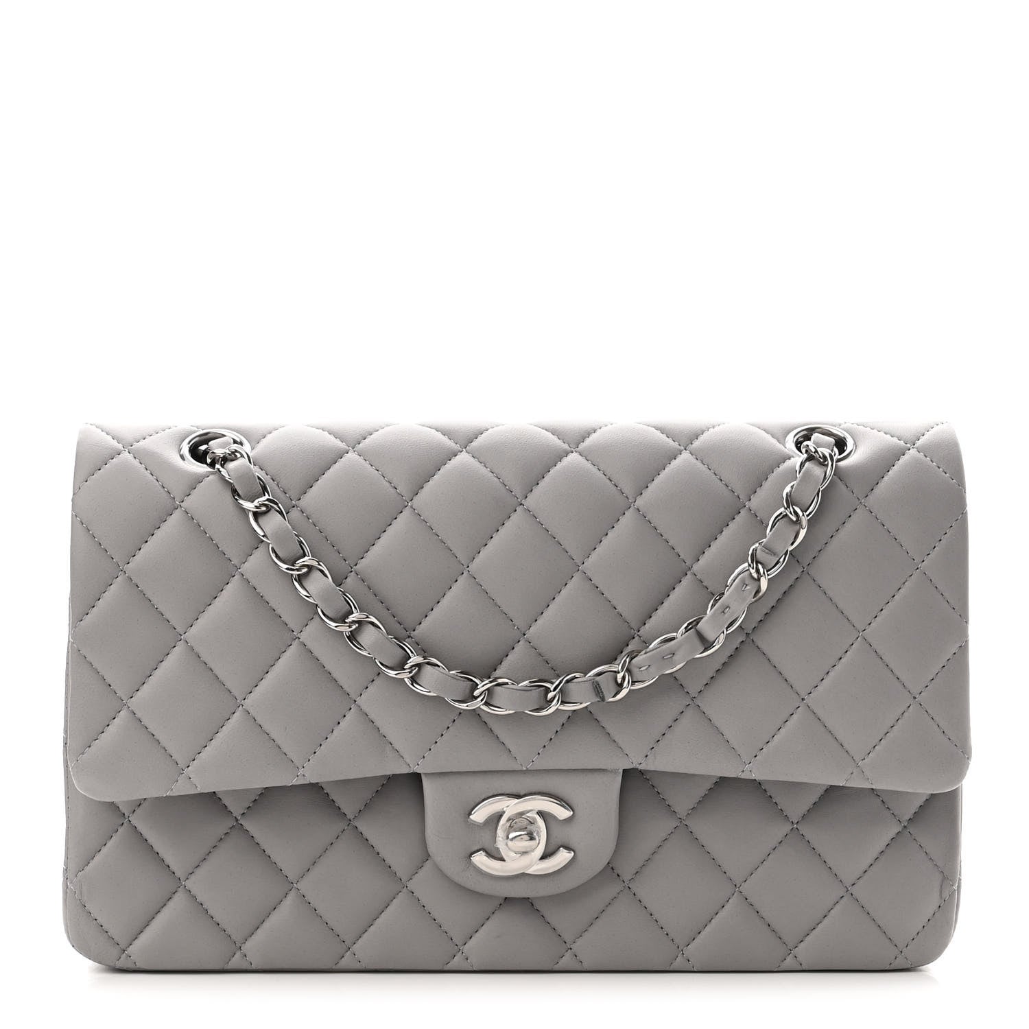 Chanel Lambskin Quilted Medium Double Flap Grey 1 of 11