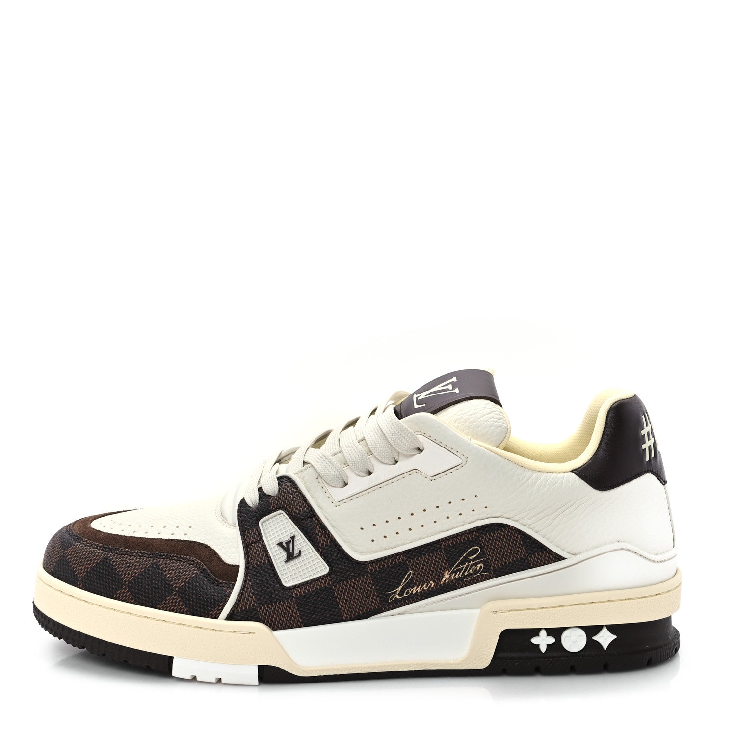 Louis Vuitton Grained Calfskin Damier Ebene Mens LV Trainer Sneakers 8 Moka Brown 1 of 10