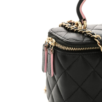 Chanel Lambskin Quilted Small Top Handle Vanity Case With Chain Black Lilac 12 of 15