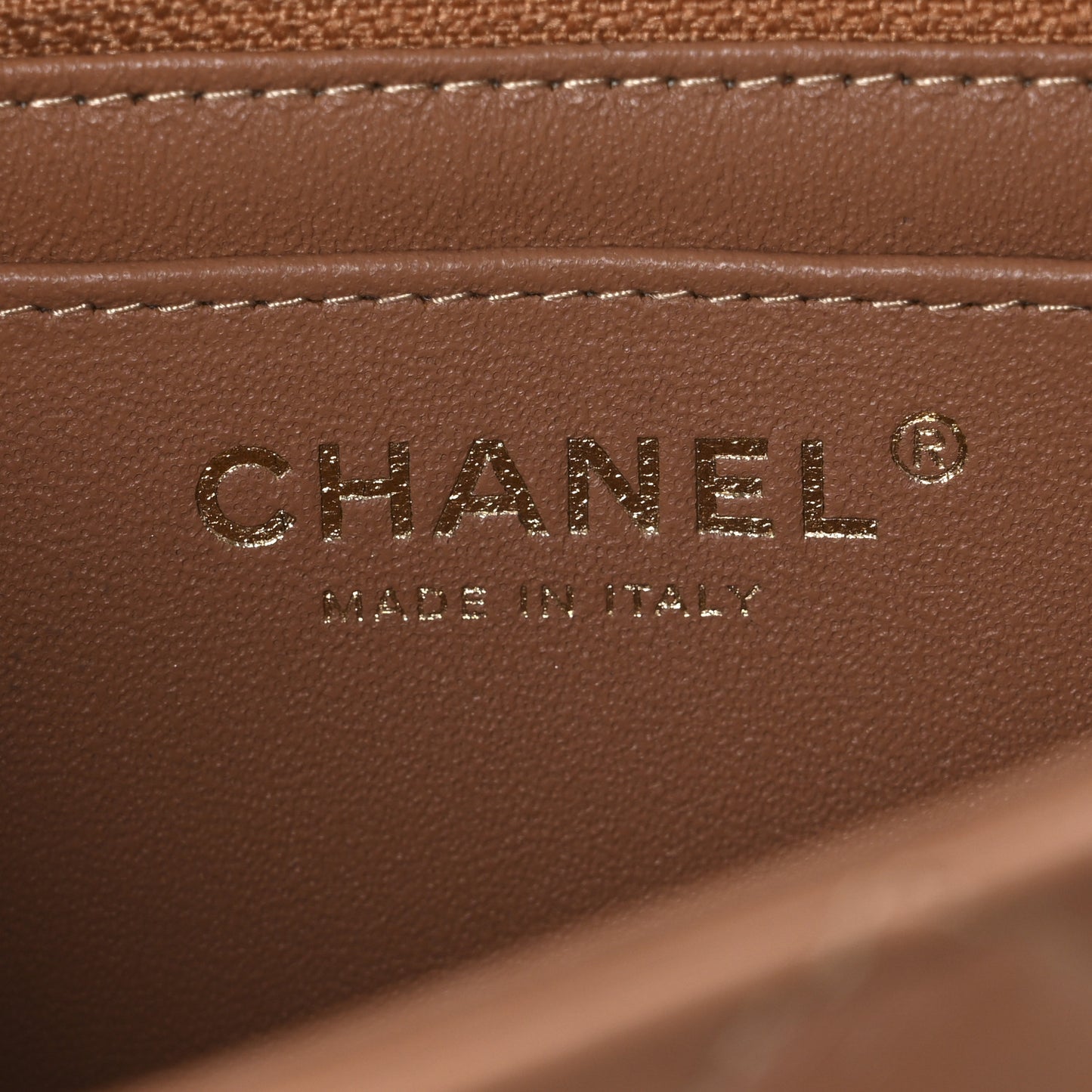 Lambskin Quilted Mini Rectangular Flap Dark Beige