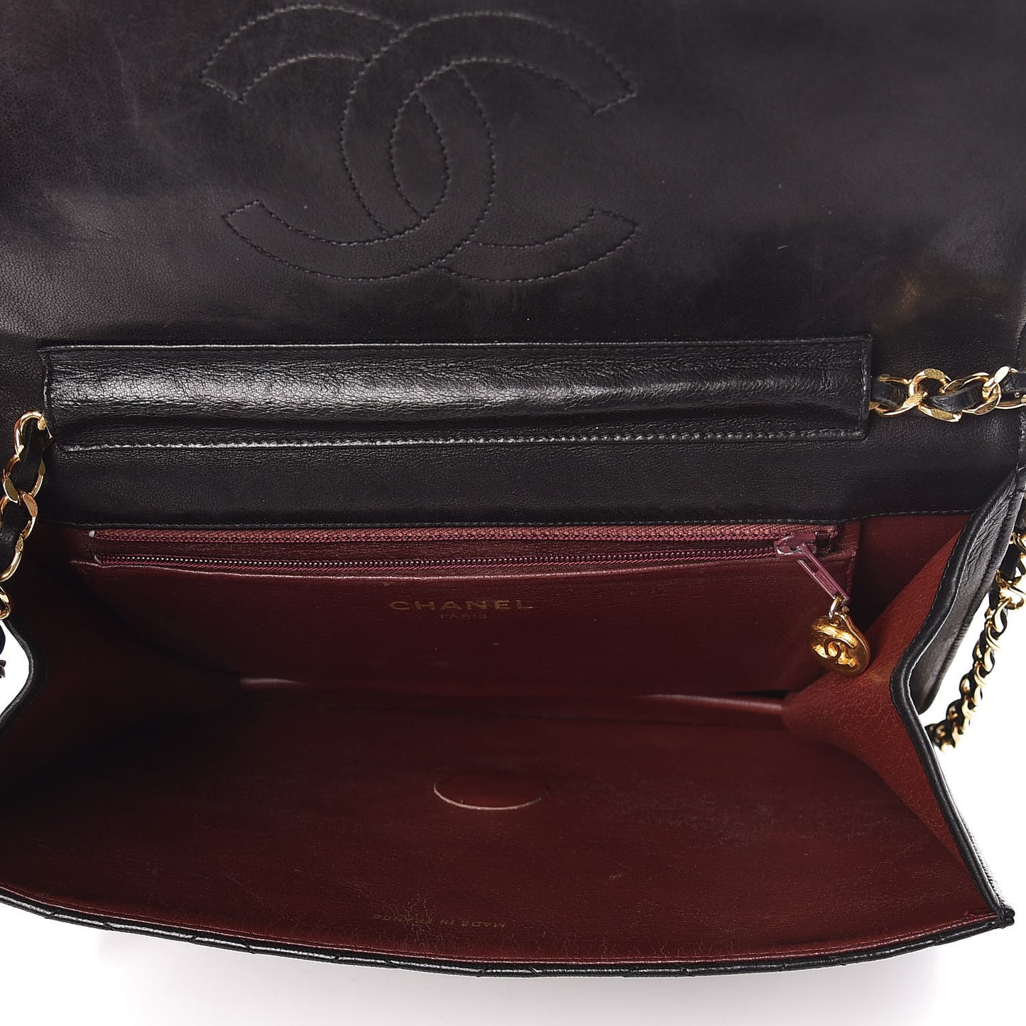Lambskin Quilted Medium Single Flap Black