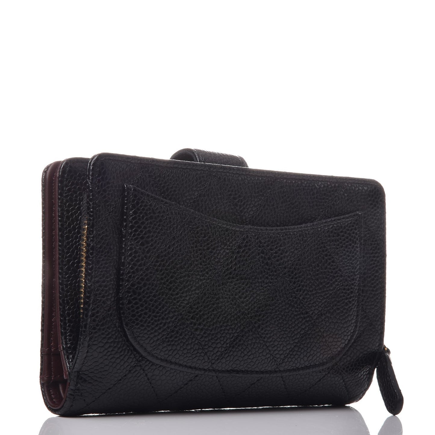 Caviar Quilted Zipped Pocket Wallet Black