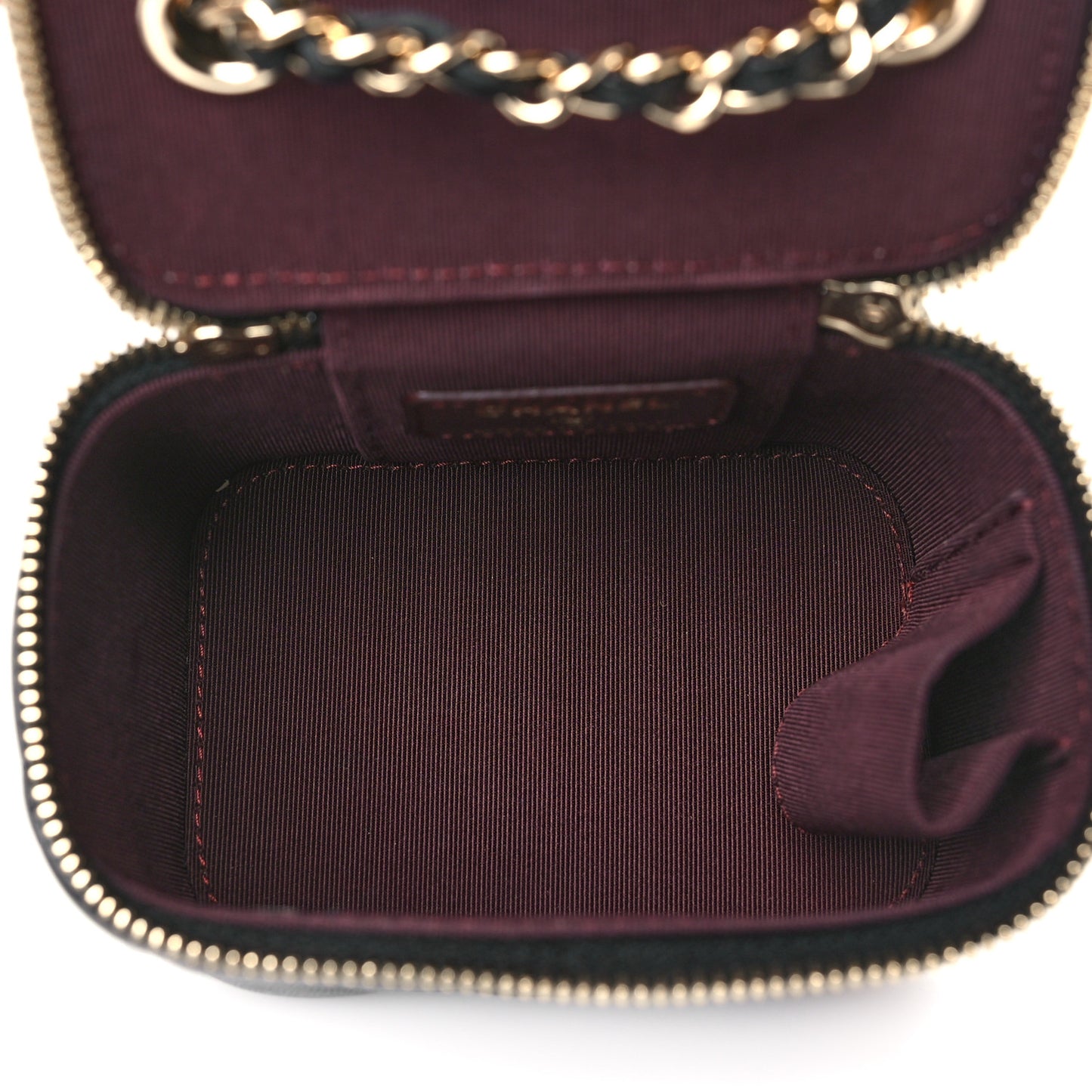 Lambskin Quilted Mini Vanity Case With Chain Black