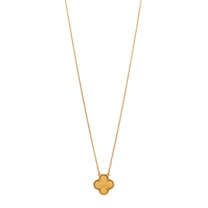 Van Cleef & Arpels 18K Yellow Gold Guilloche Vintage Alhambra Pendant Necklace 1 of 5