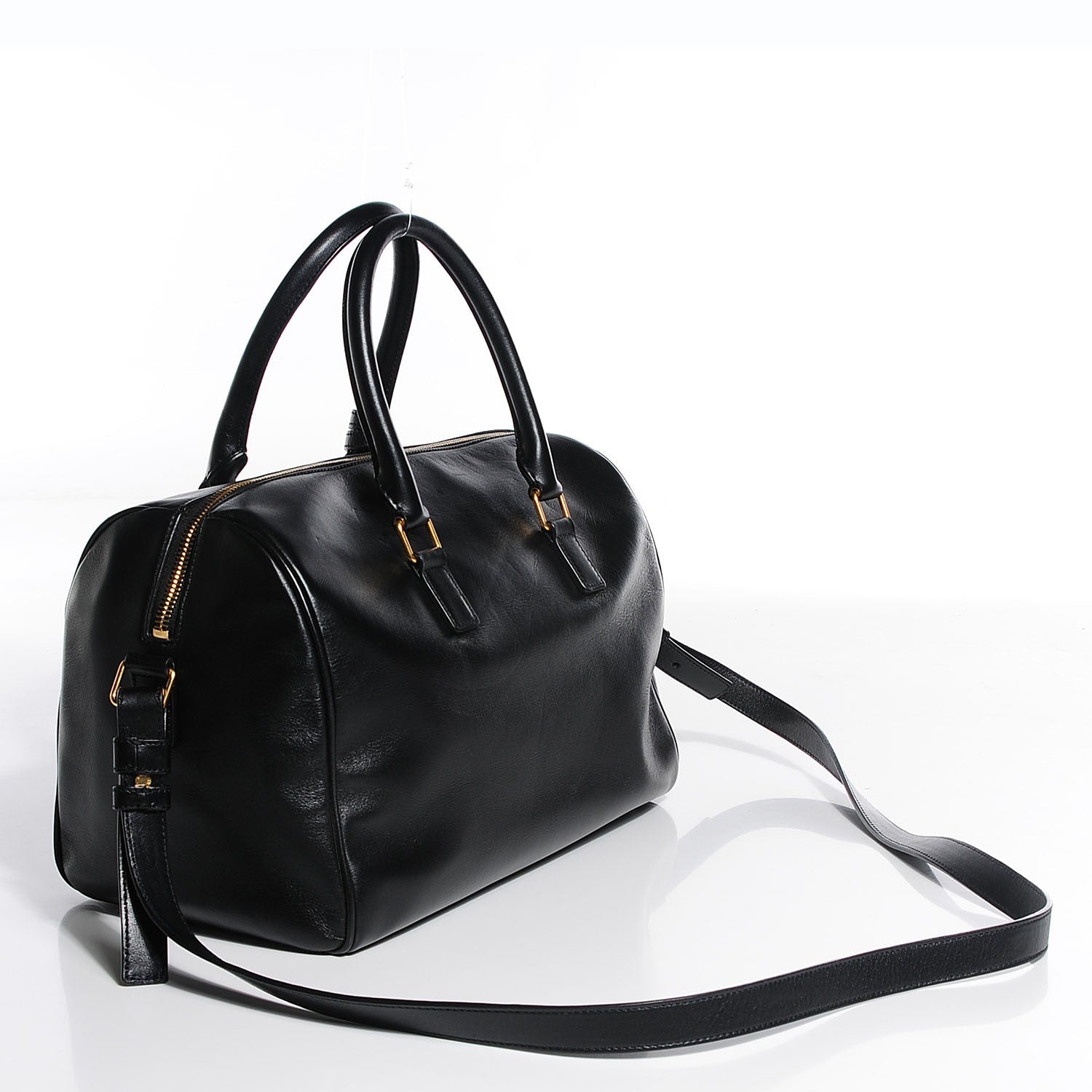Saint Laurent Smooth Calfskin Small Bi Color Duffle 6 Black White 3 of 9