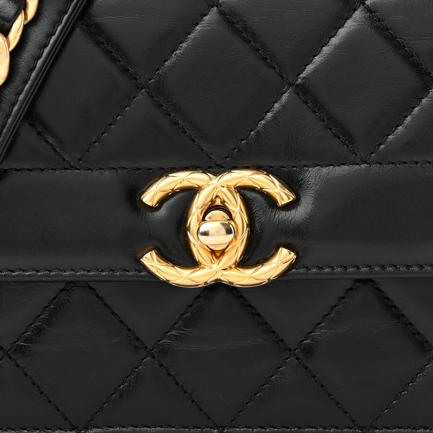 Calfskin Quilted Mini Coco Ring Flap Black