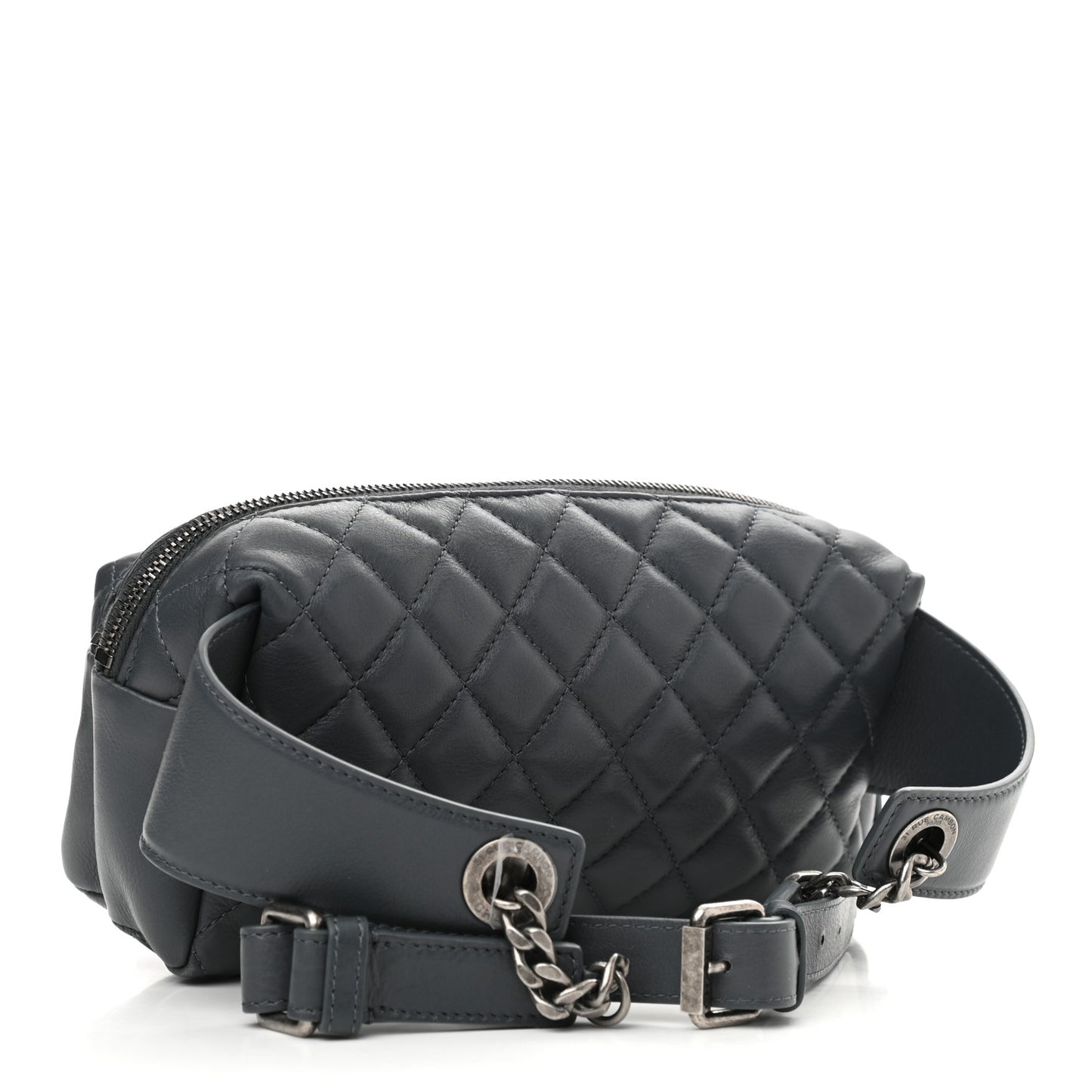 Calfskin Quilted Waist Bag Dark Grey
