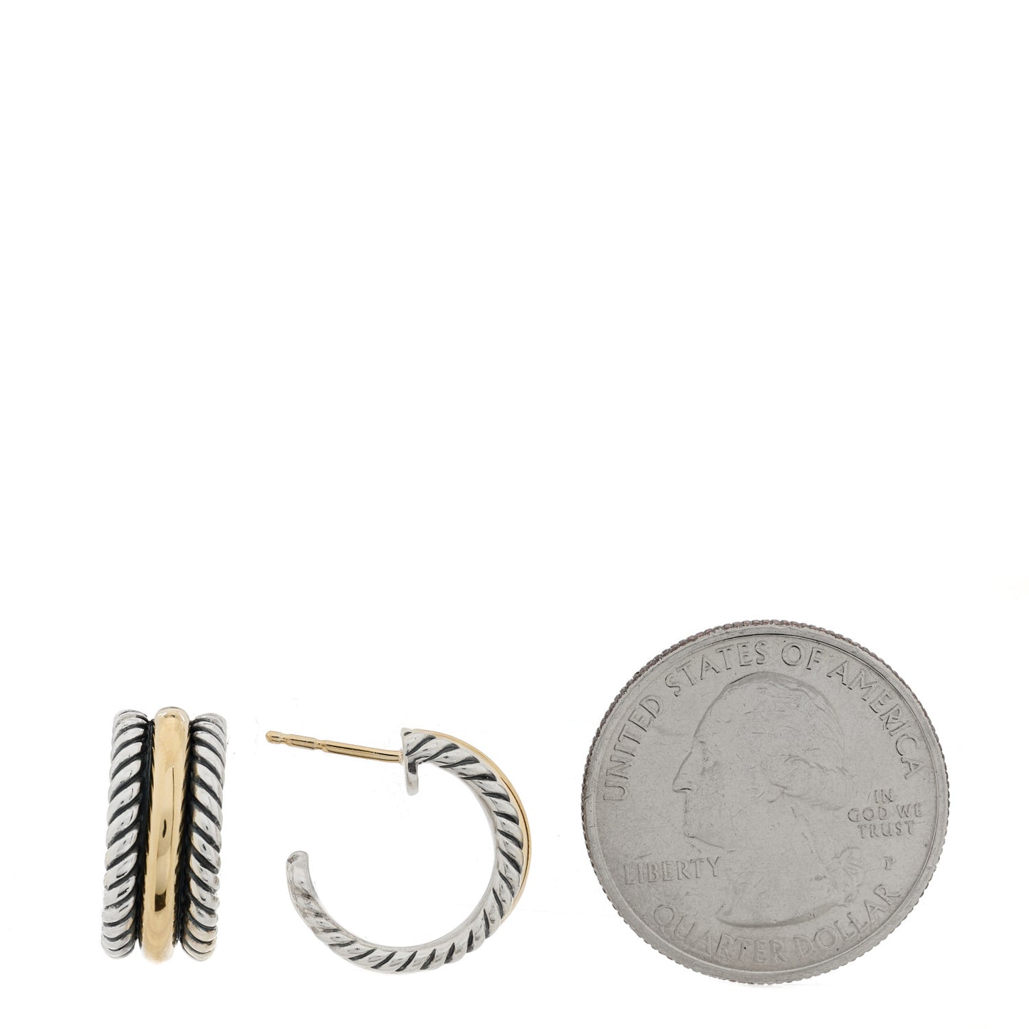 Sterling Silver 14K Yellow Gold 16mm Cable Classics Hoop Earrings
