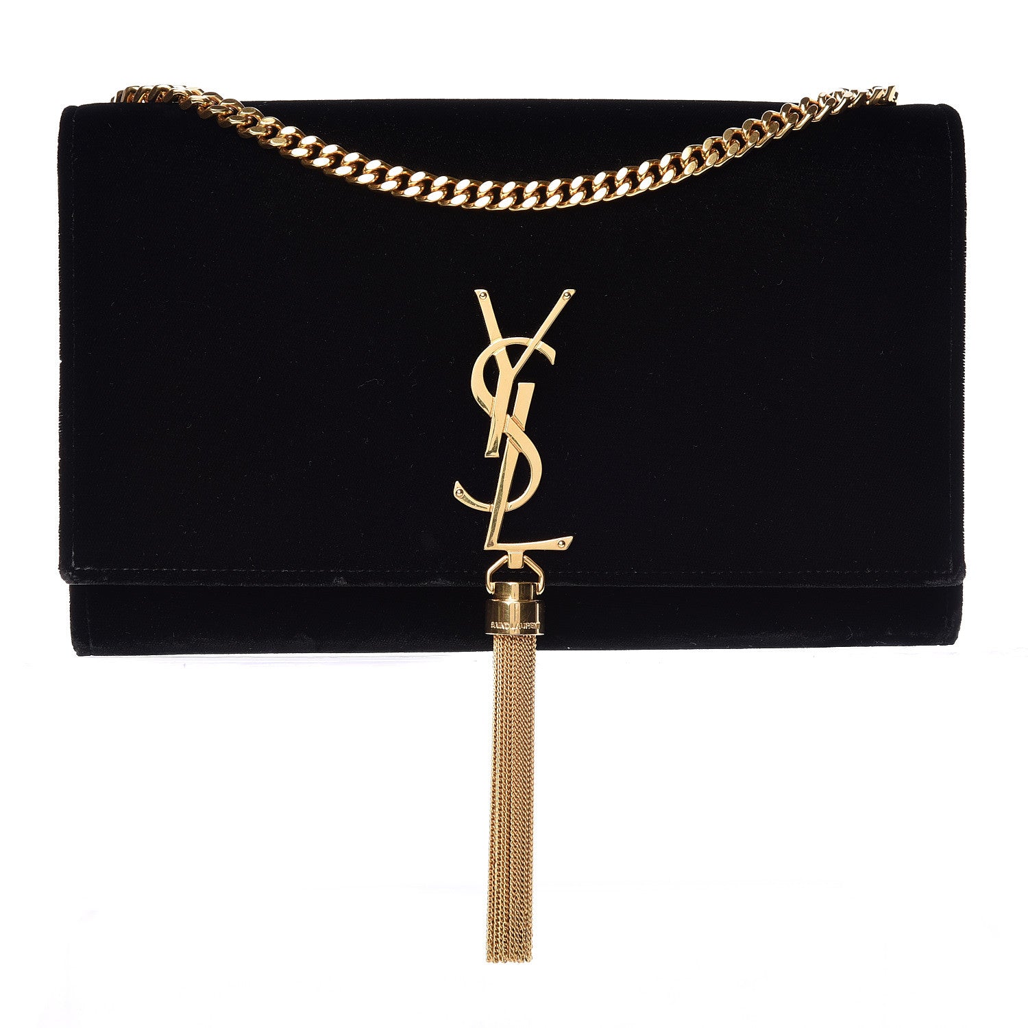 Saint Laurent Velvet Medium Monogram Kate Tassel Shoulder Bag Black 1 of 14
