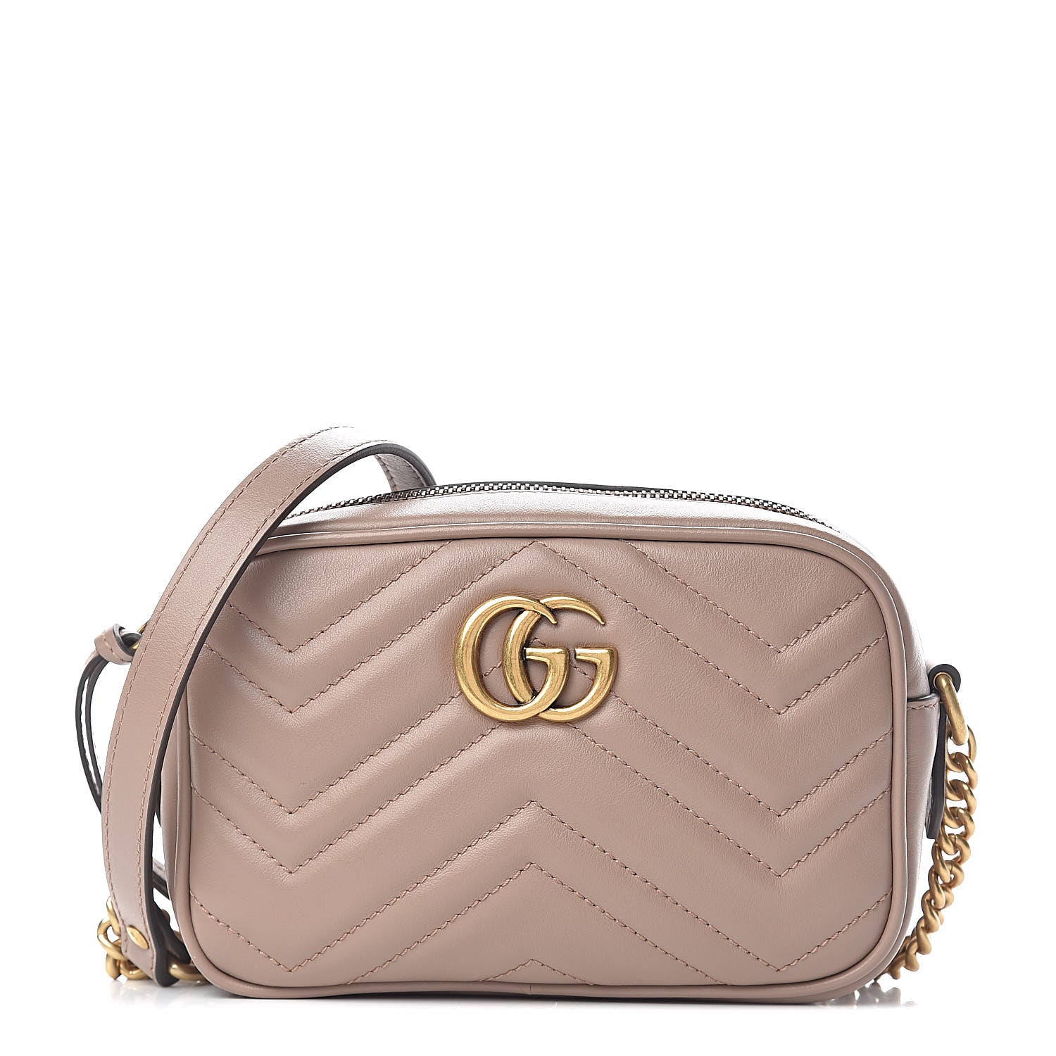 Gucci Calfskin Matelasse Mini GG Marmont Chain Shoulder Bag Porcelain Rose 1 of 10