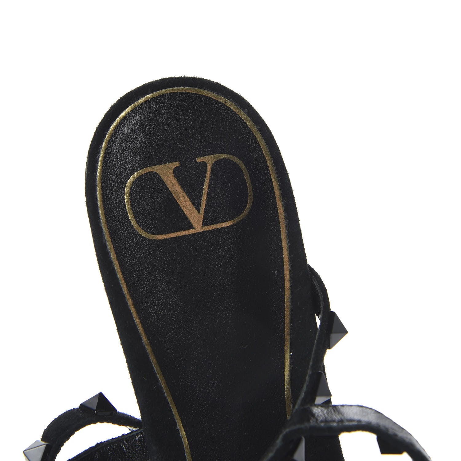 Valentino Garavani Suede Rockstud Flair Ankle Wrap Flat Sandals 38.5 Black 7 of 8