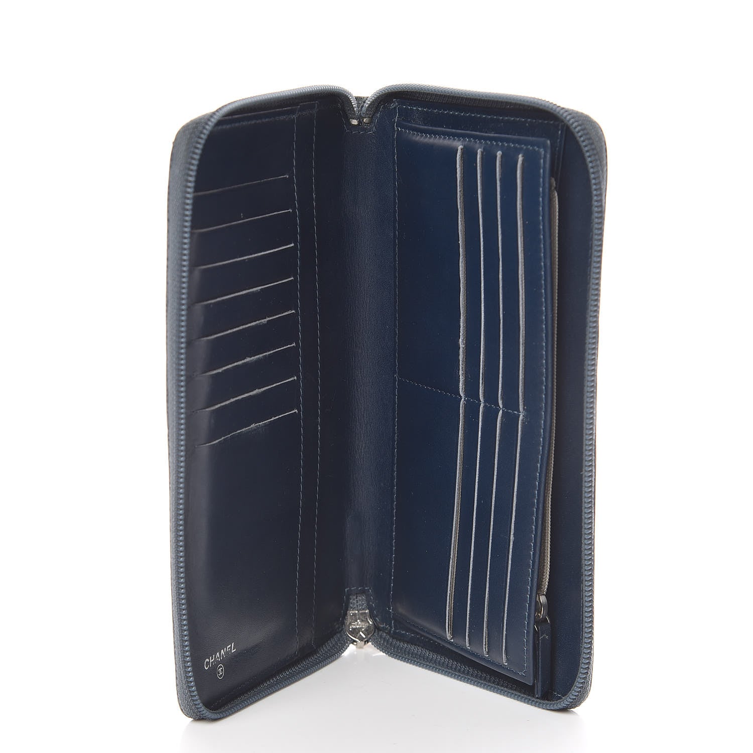 Chanel Caviar Large CC Timeless Zip Around Organizer Wallet Blue 5 of 23