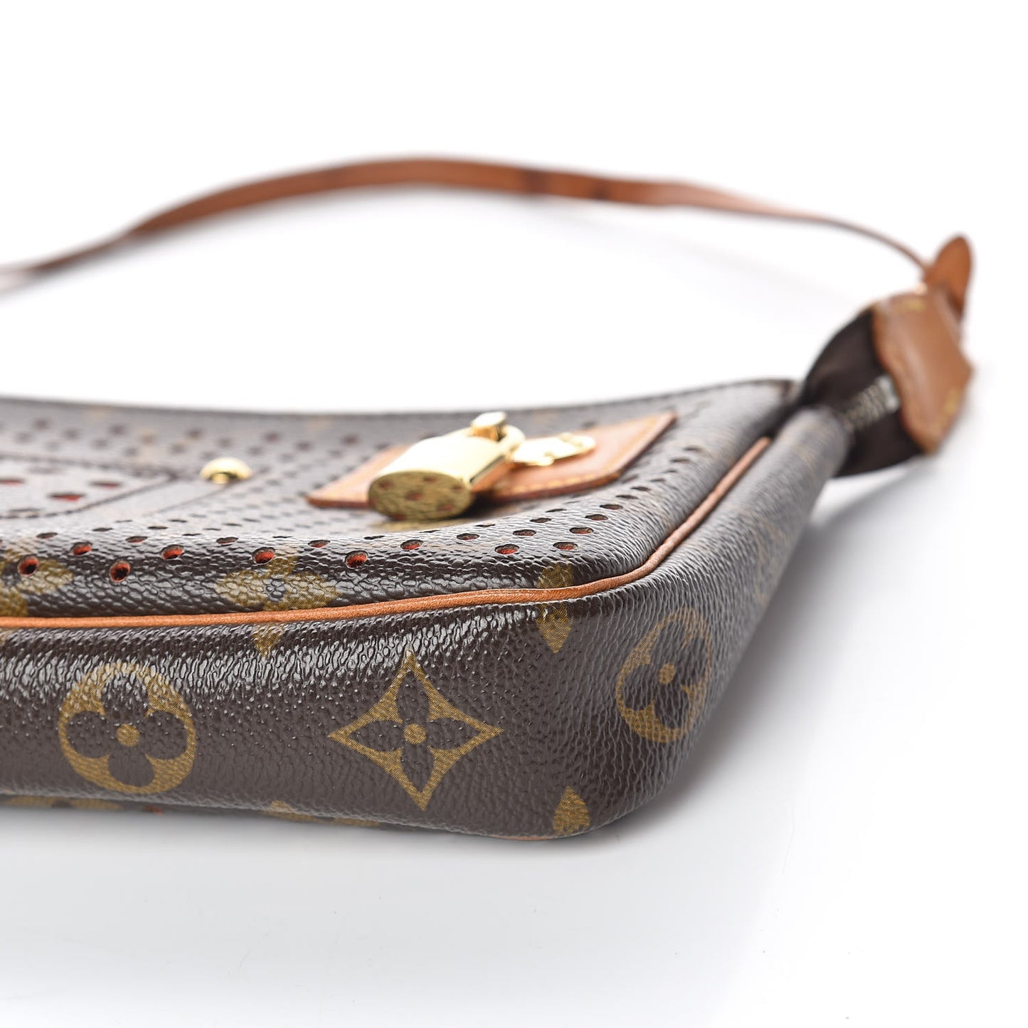 Monogram Perforated Pochette Accessories Bag Orange
