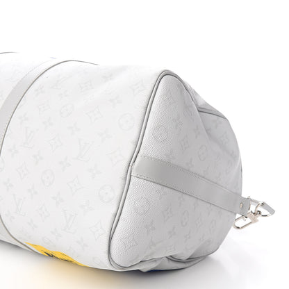 Louis Vuitton Monogram Logo Keepall Bandouliere 50 White 14 of 15