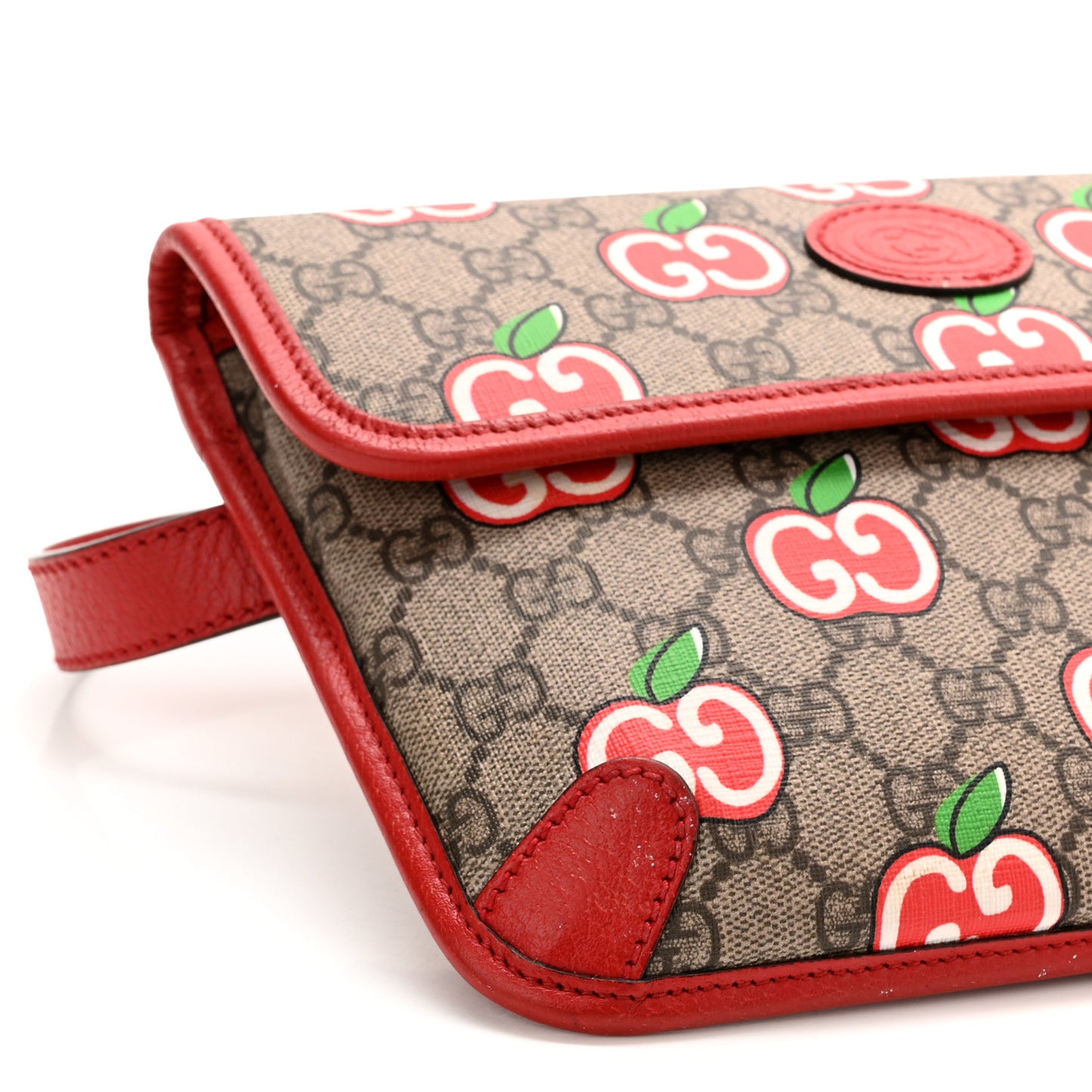 GG Supreme Monogram Apple Interlocking G Belt Bag Beige Multicolor Lobster Red
