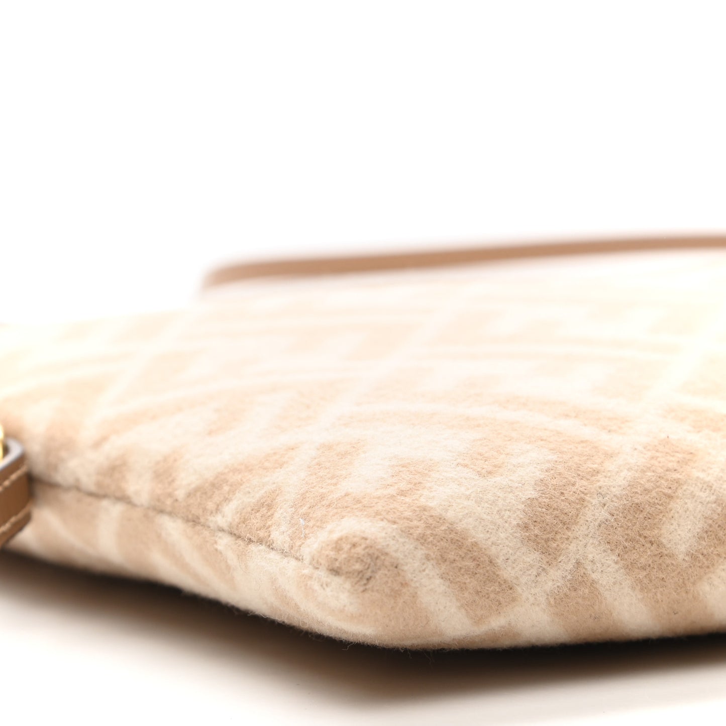 Wool Vitello King FF 1974 Diagonal Clutch Shoulder Bag Beige Cammello Sand