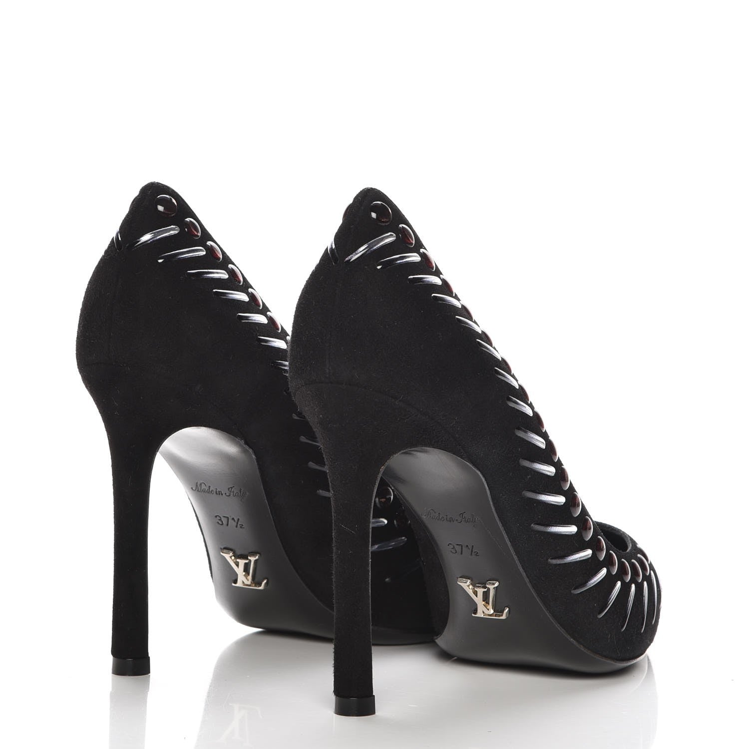 Louis Vuitton Suede Spikes Pumps 37.5 Black 4 of 9
