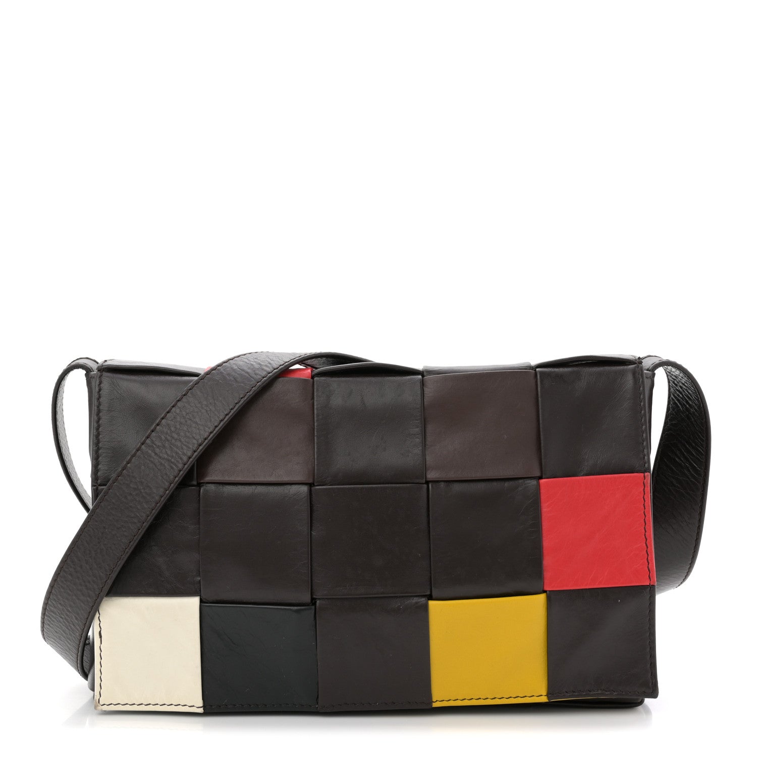 Bottega Veneta Paper Calfskin Maxi Intreccio Cassette Crossbody Bag Brown Multicolor 1 of 12