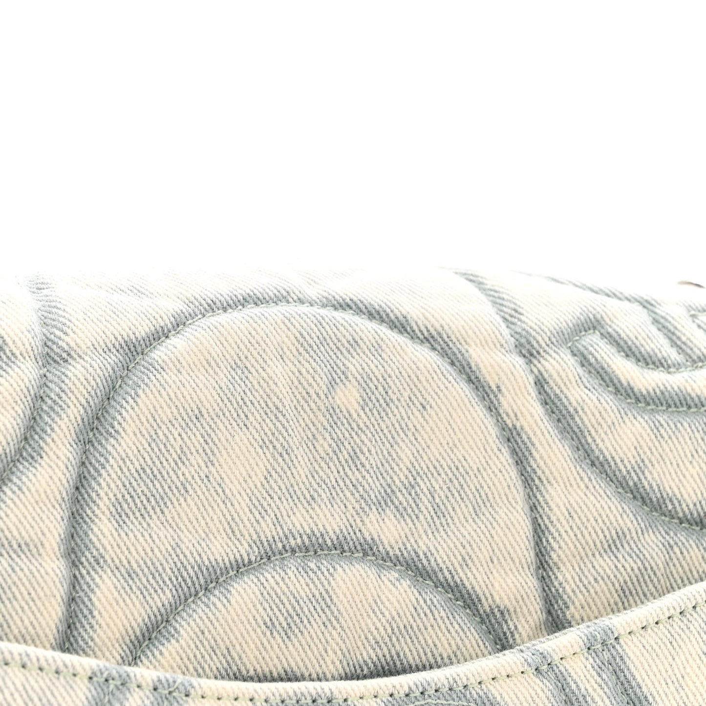 Denim Embossed CC Logo Print Jumbo Single Flap Blue