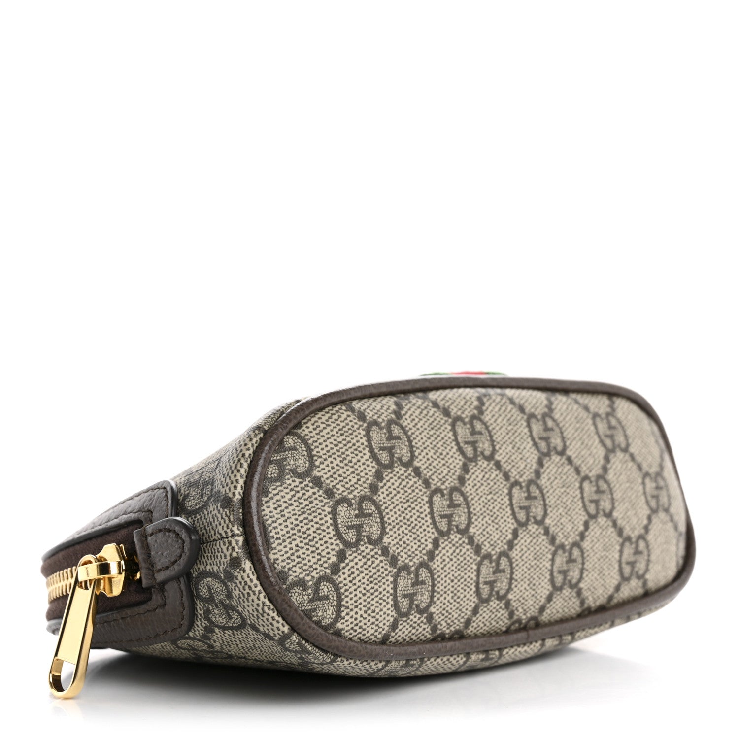 Gucci GG Supreme Monogram Textured Calfskin Web Medium Ophidia Cosmetic Case Beige Ebony New Acero 4 of 7