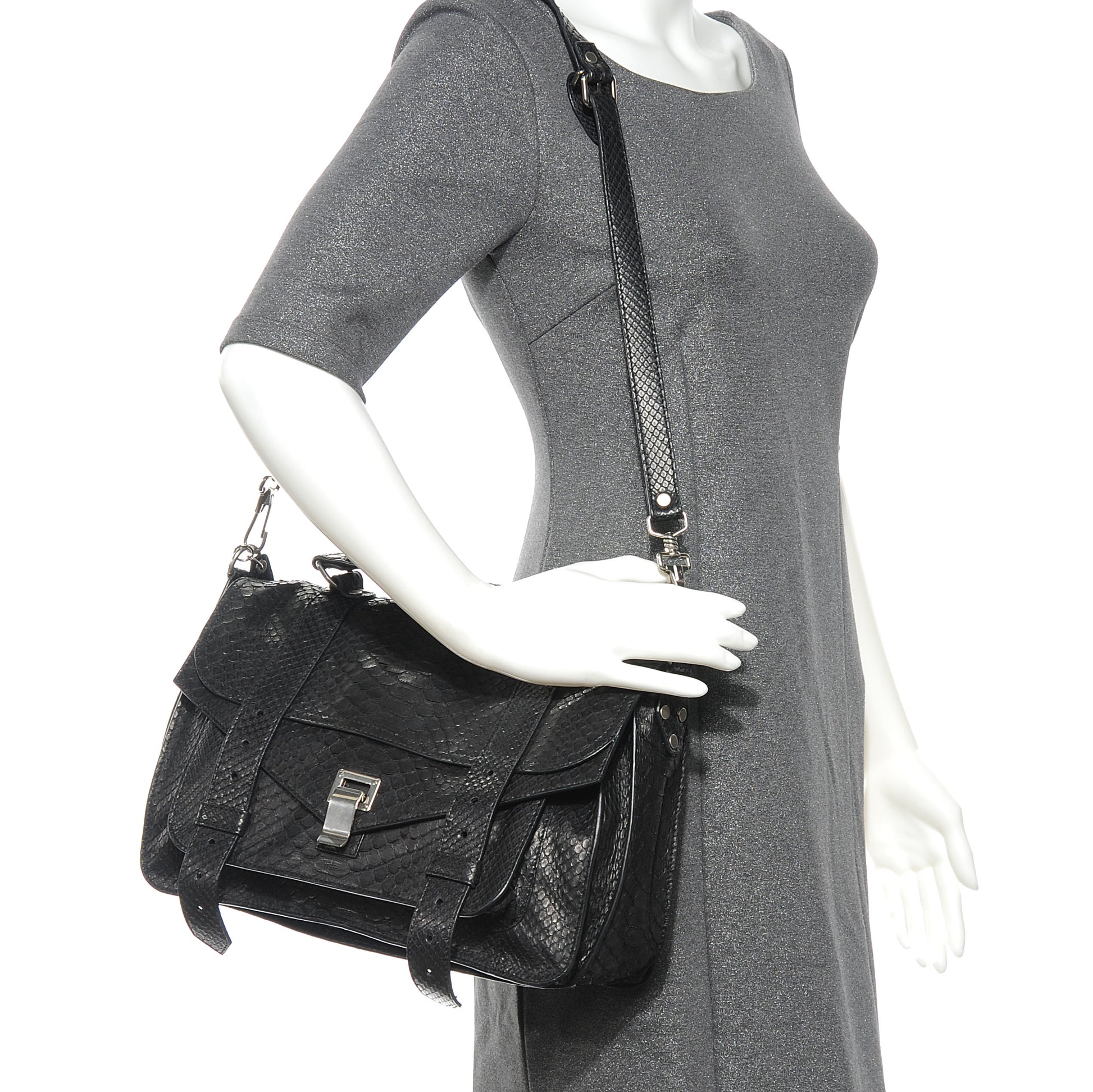 Proenza Schouler Python PS1 Medium Satchel Black 2 of 8