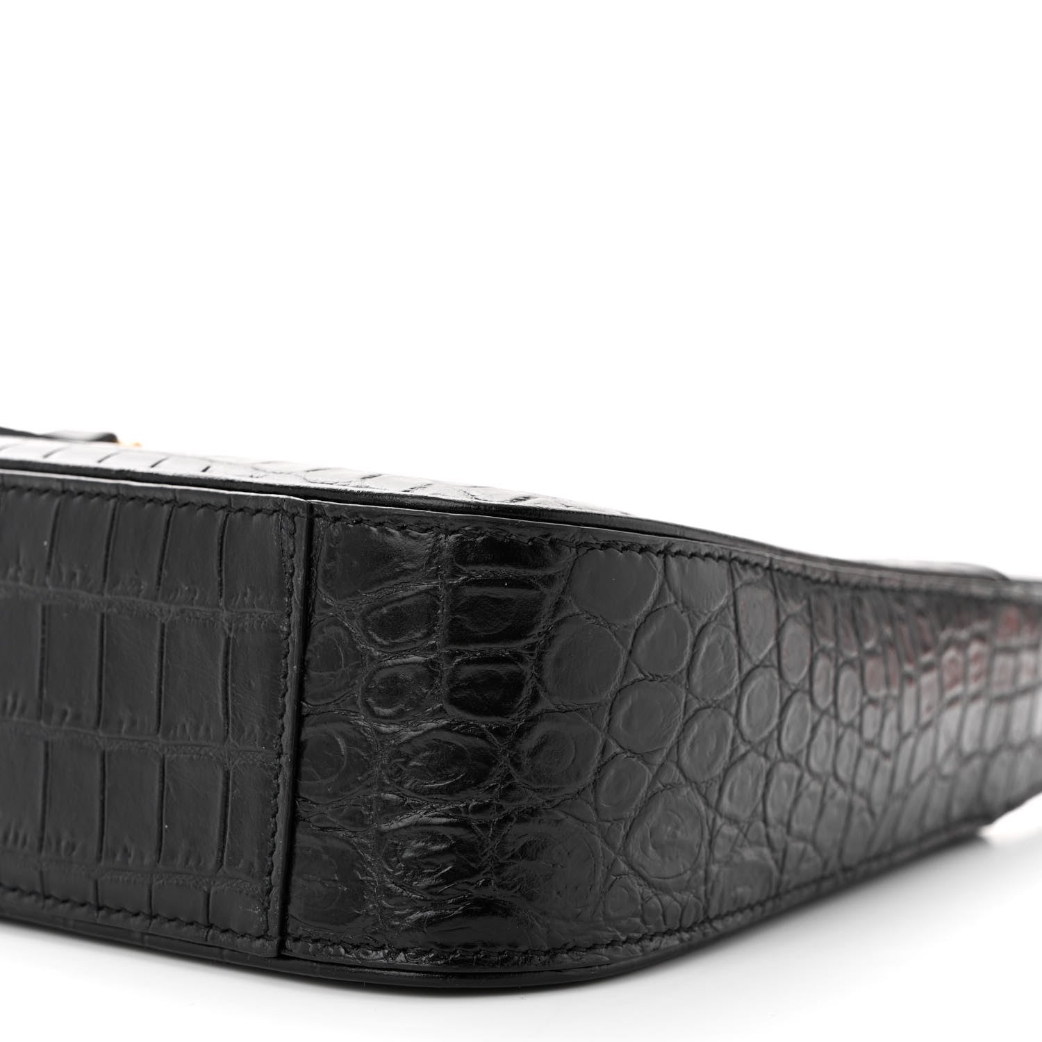 Saint Laurent Calfskin Crocodile Embossed LE 5 A 7 Hobo Black 10 of 10
