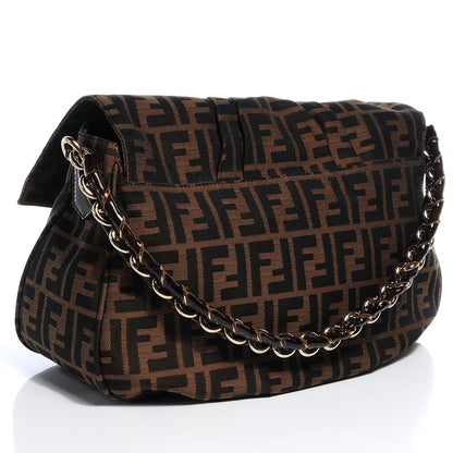 Fendi Zucca Patent Mia Shoulder Flap Tobacco 3 of 9