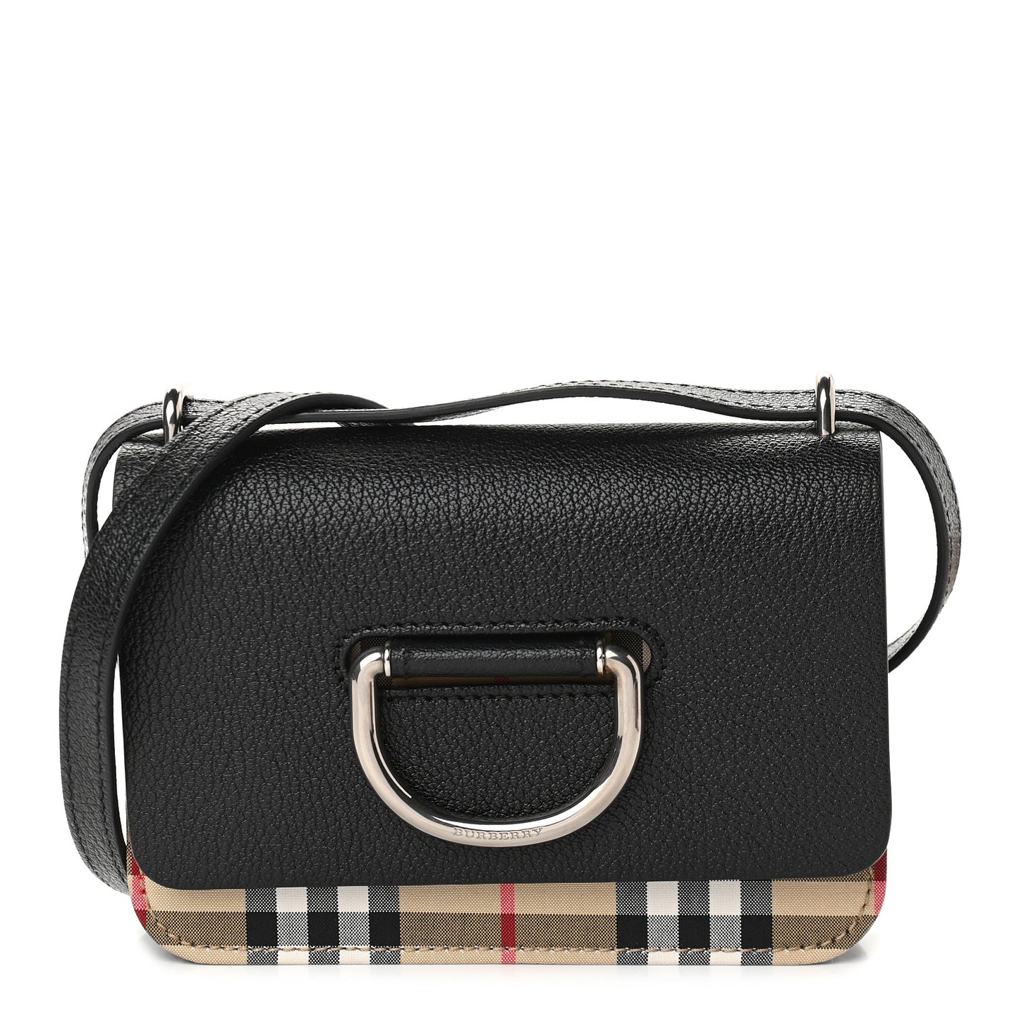 Goatskin Vintage Check Mini D-Ring Bag Black