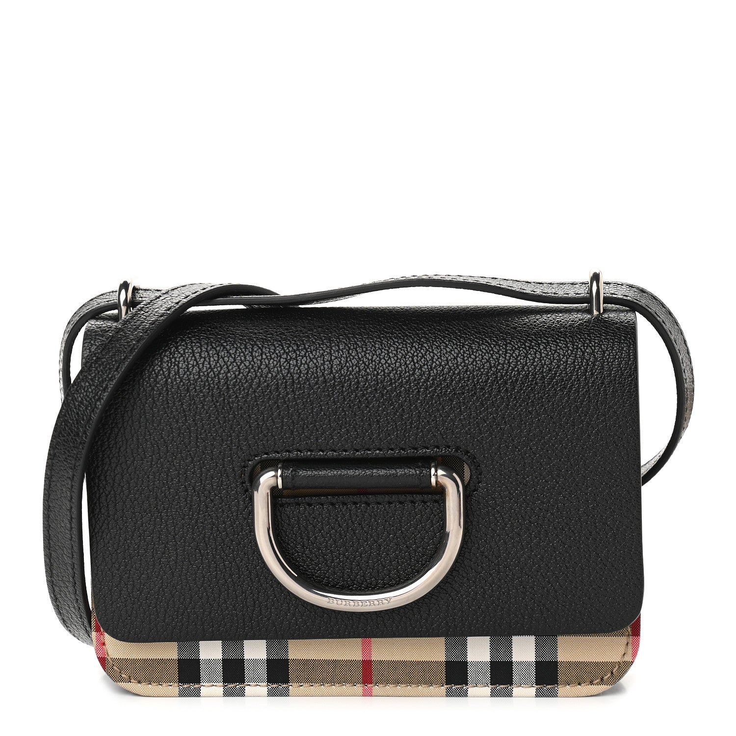 Burberry Goatskin Vintage Check Mini D-Ring Bag Black 1 of 11
