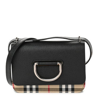 Burberry Goatskin Vintage Check Mini D-Ring Bag Black 1 of 11