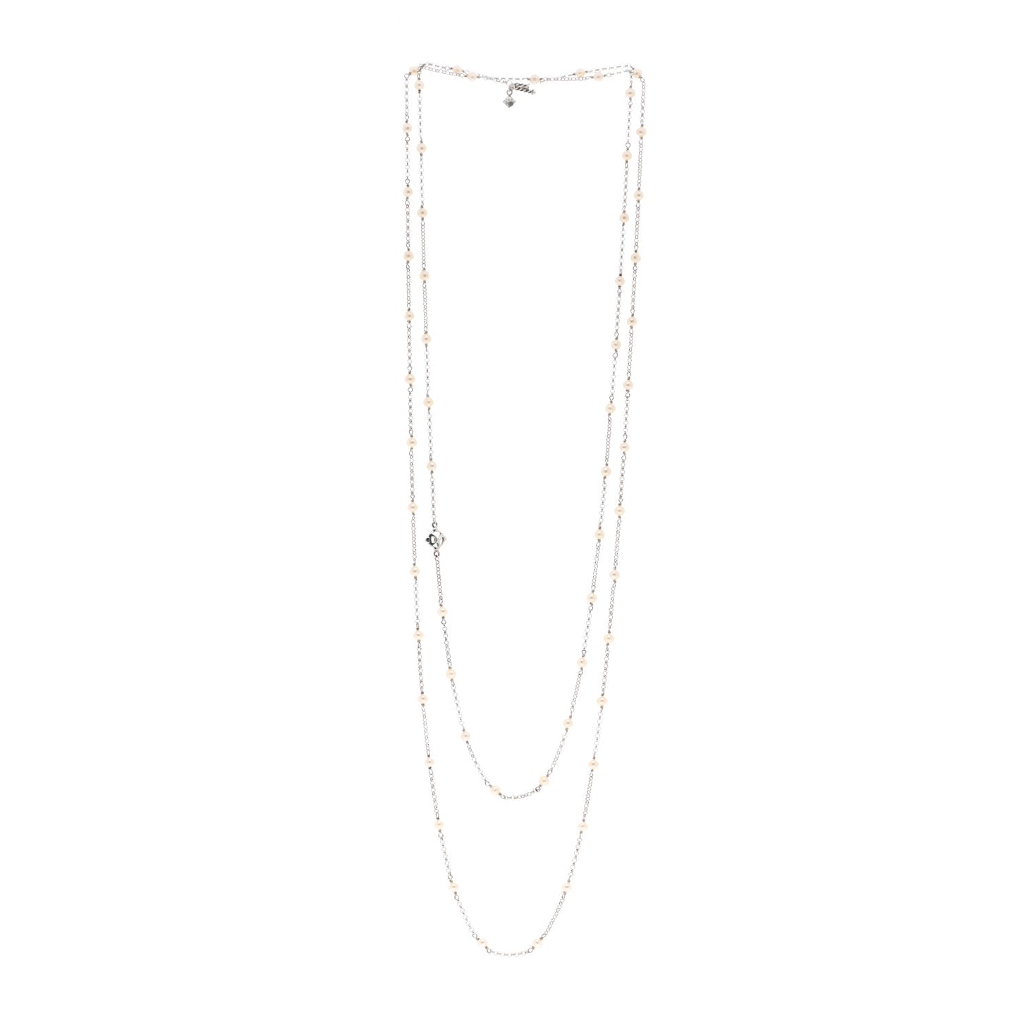 Sterling Silver Freshwater Cultured Pearl Station Long Necklace