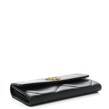 Chanel Shiny Goatskin Quilted Chanel 19 Flap Wallet Black 4 of 8